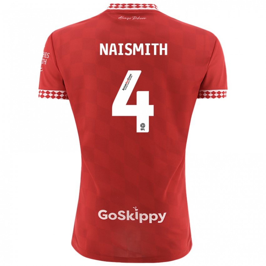 Kinderen Kal Naismith #4 Rood Thuisshirt Thuistenue 2024/25 T-Shirt