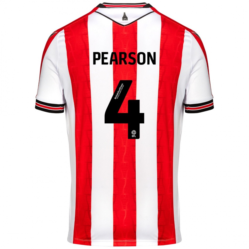 Kinderen Ben Pearson #4 Rood Wit Thuisshirt Thuistenue 2024/25 T-Shirt