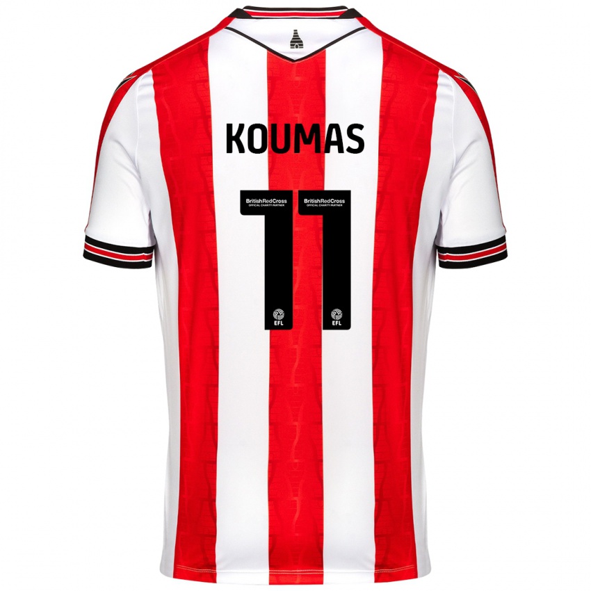 Kinderen Lewis Koumas #11 Rood Wit Thuisshirt Thuistenue 2024/25 T-Shirt