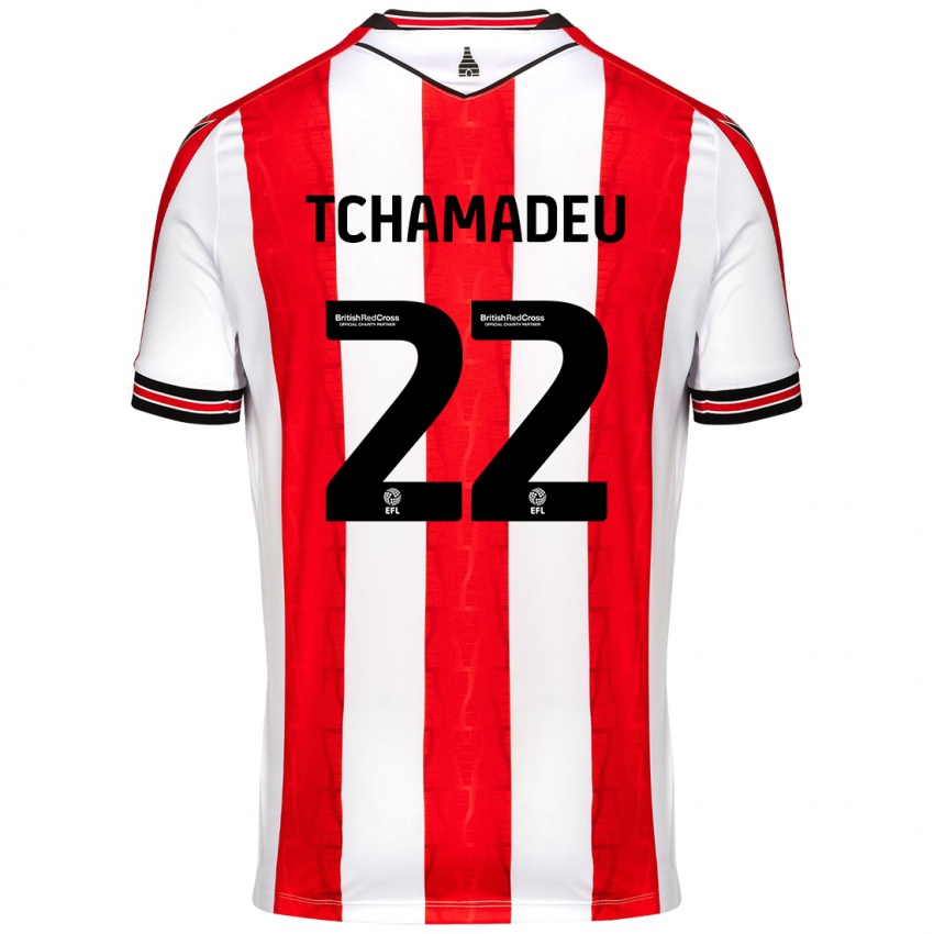 Kinderen Junior Tchamadeu #22 Rood Wit Thuisshirt Thuistenue 2024/25 T-Shirt