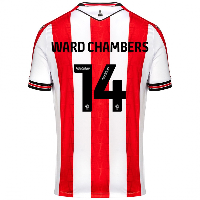 Kinderen Courtnay Ward-Chambers #14 Rood Wit Thuisshirt Thuistenue 2024/25 T-Shirt