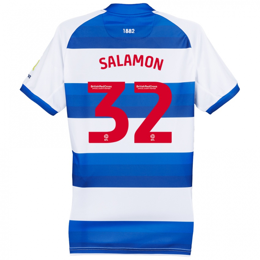 Kinderen Matteo Salamon #32 Wit Blauw Thuisshirt Thuistenue 2024/25 T-Shirt