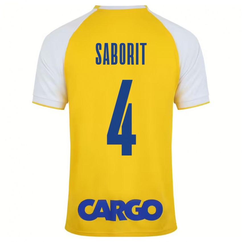 Kinderen Enric Saborit #4 Geel Wit Thuisshirt Thuistenue 2024/25 T-Shirt