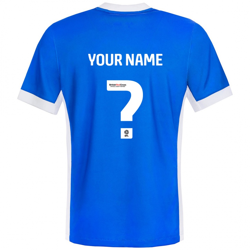 Kinderen Uw Naam #0 Blauw Wit Thuisshirt Thuistenue 2024/25 T-Shirt