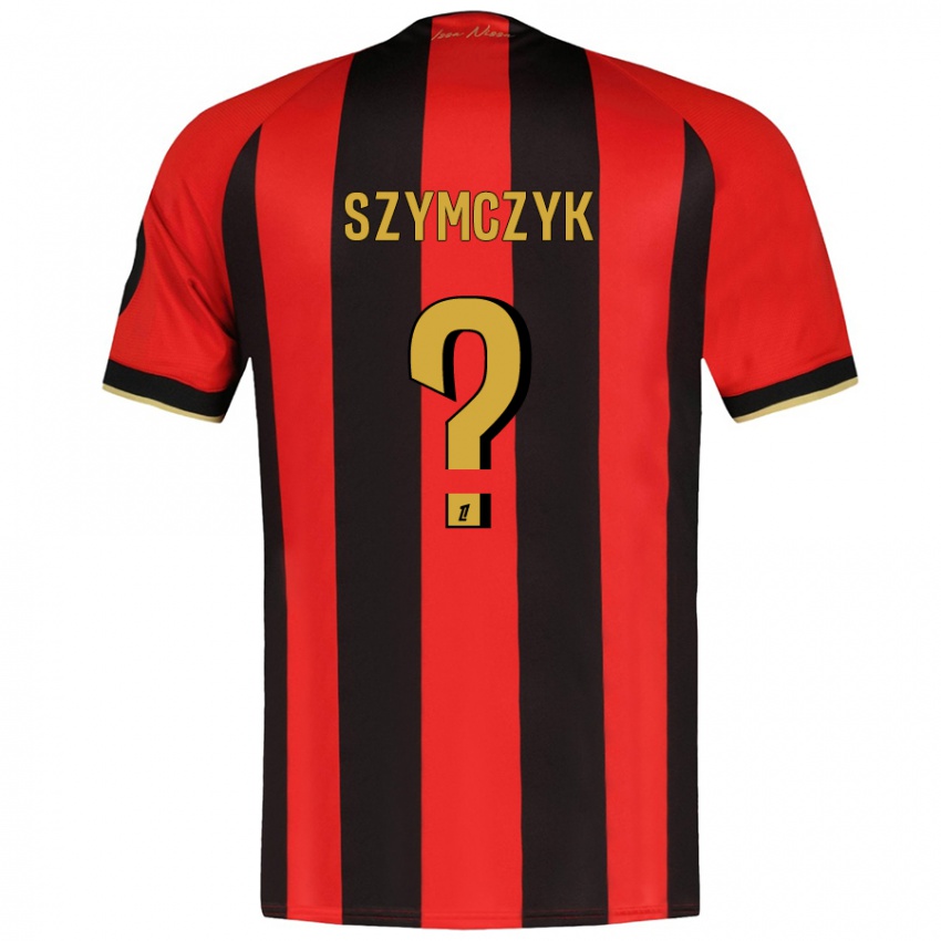 Kinderen Kacper Szymczyk #0 Rood Zwart Thuisshirt Thuistenue 2024/25 T-Shirt