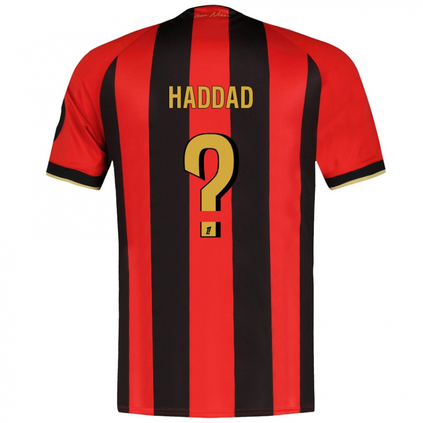 Kinderen Yacine Haddad #0 Rood Zwart Thuisshirt Thuistenue 2024/25 T-Shirt