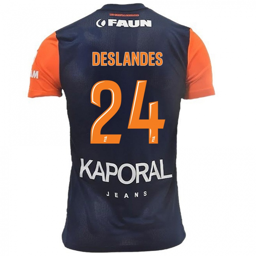 Kinderen Océane Deslandes #24 Marineblauw Oranje Thuisshirt Thuistenue 2024/25 T-Shirt