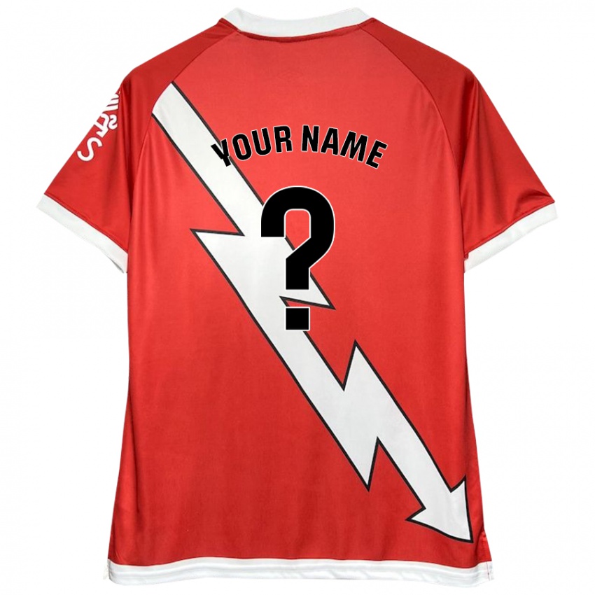 Kinderen Uw Naam #0 Wit Rood Thuisshirt Thuistenue 2024/25 T-Shirt