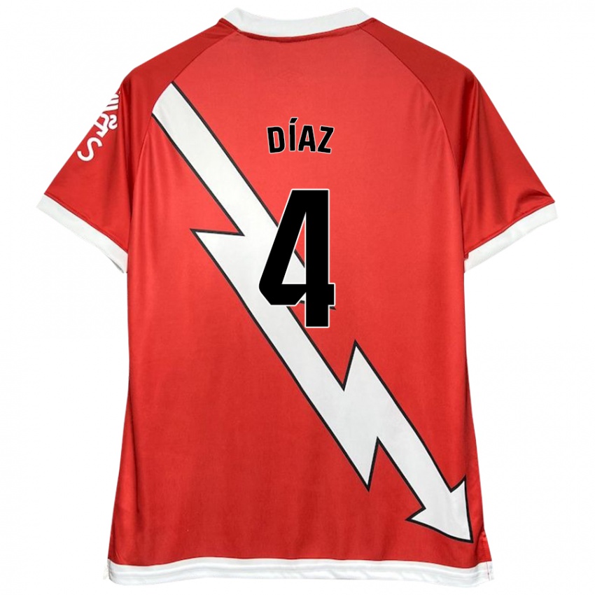 Kinderen Pedro Díaz #4 Wit Rood Thuisshirt Thuistenue 2024/25 T-Shirt