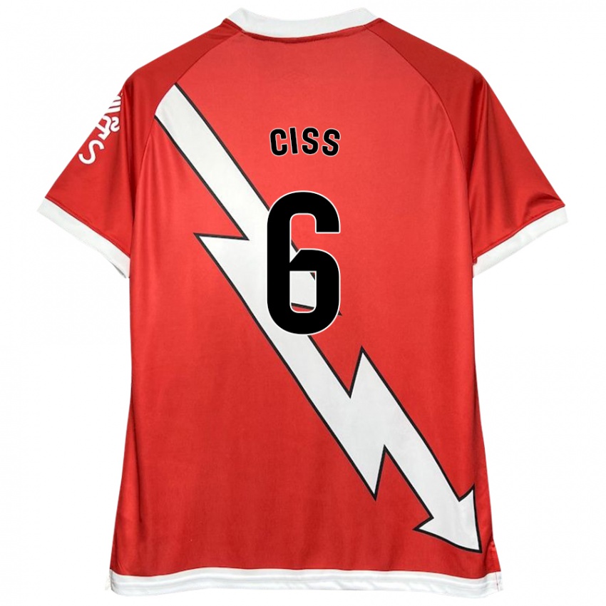 Kinderen Pathé Ciss #6 Wit Rood Thuisshirt Thuistenue 2024/25 T-Shirt