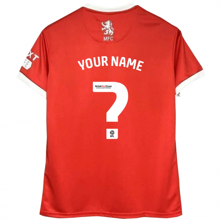 Kinderen Uw Naam #0 Rood Wit Thuisshirt Thuistenue 2024/25 T-Shirt