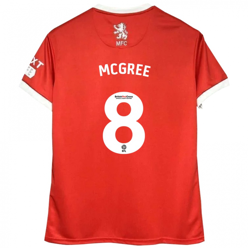 Kinderen Riley Mcgree #8 Rood Wit Thuisshirt Thuistenue 2024/25 T-Shirt