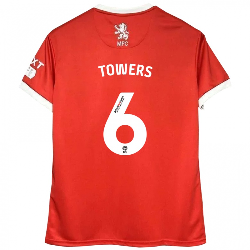 Kinderen Abby Towers #6 Rood Wit Thuisshirt Thuistenue 2024/25 T-Shirt