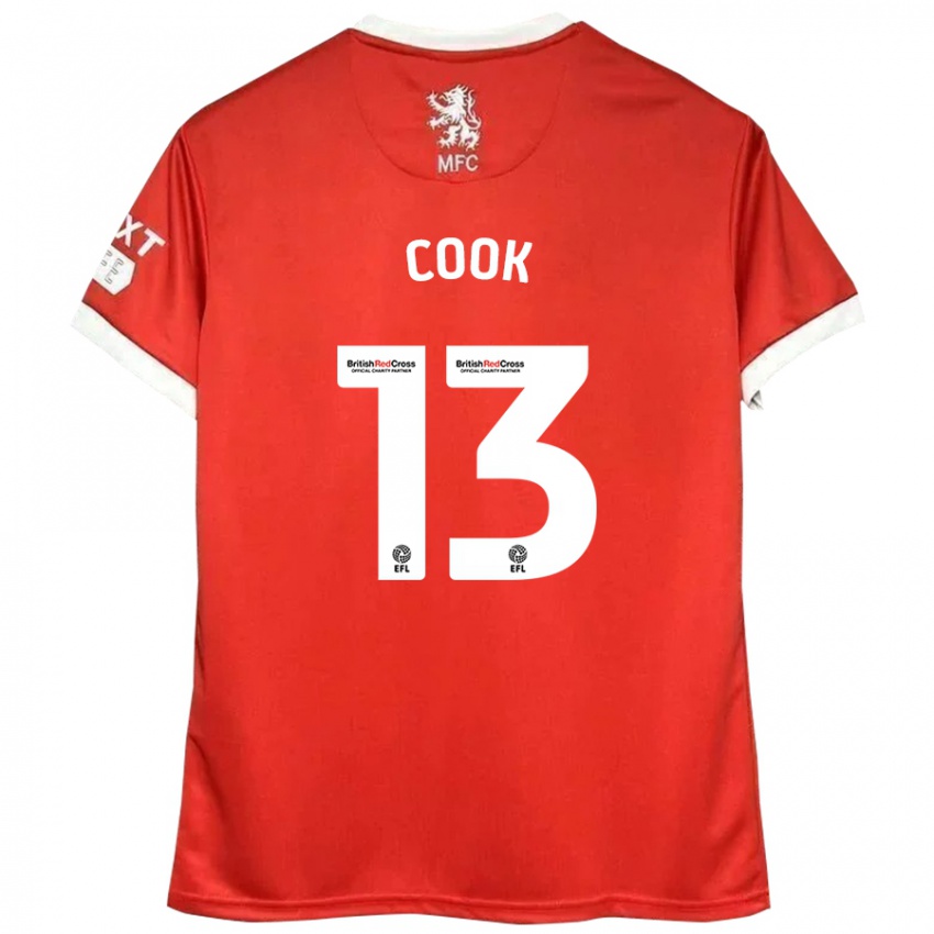 Kinderen Ruby Cook #13 Rood Wit Thuisshirt Thuistenue 2024/25 T-Shirt