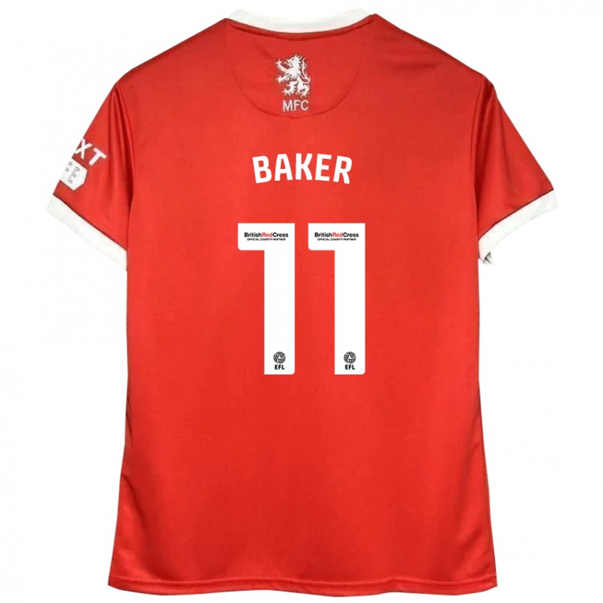 Kinderen Ella Baker #11 Rood Wit Thuisshirt Thuistenue 2024/25 T-Shirt