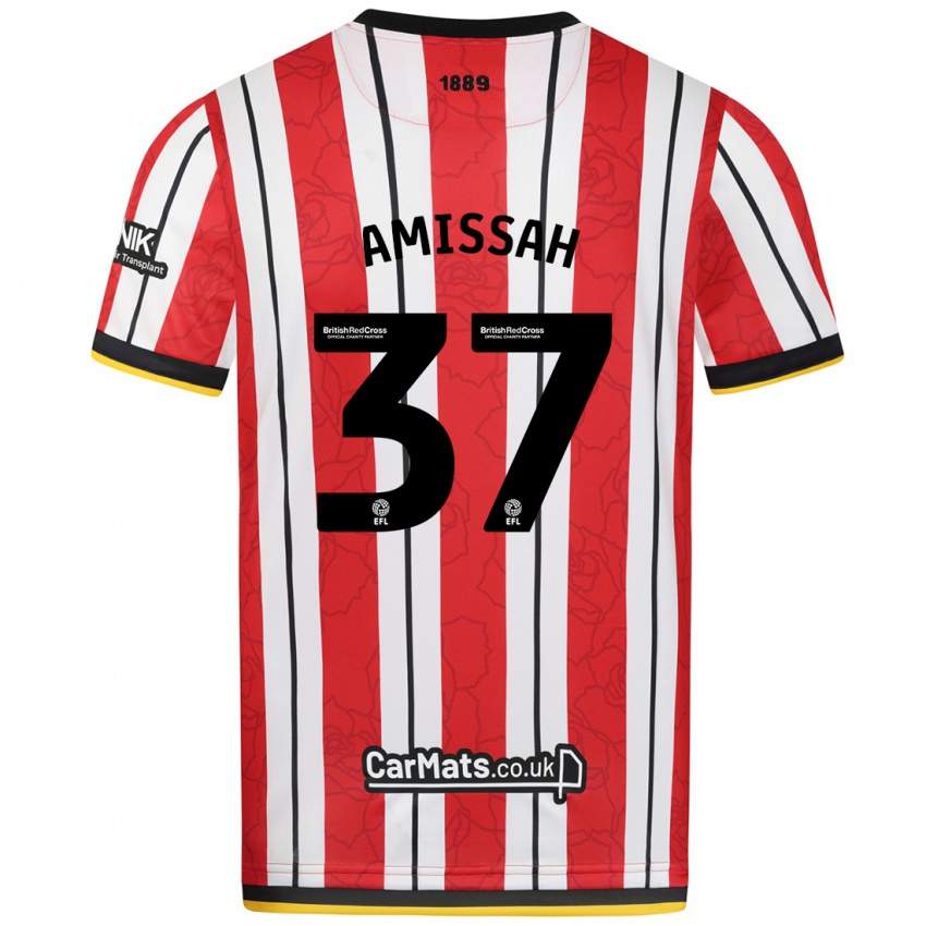 Kinderen Jordan Amissah #37 Rood Witte Strepen Thuisshirt Thuistenue 2024/25 T-Shirt