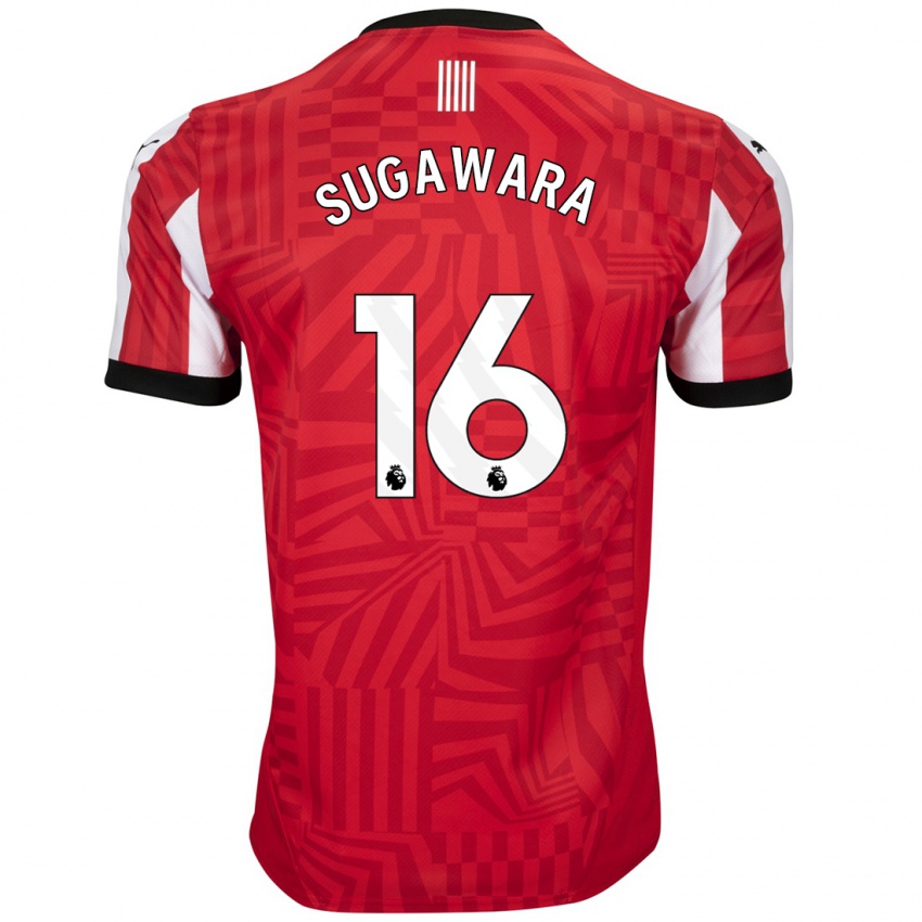 Kinderen Yukinari Sugawara #16 Rood Wit Thuisshirt Thuistenue 2024/25 T-Shirt