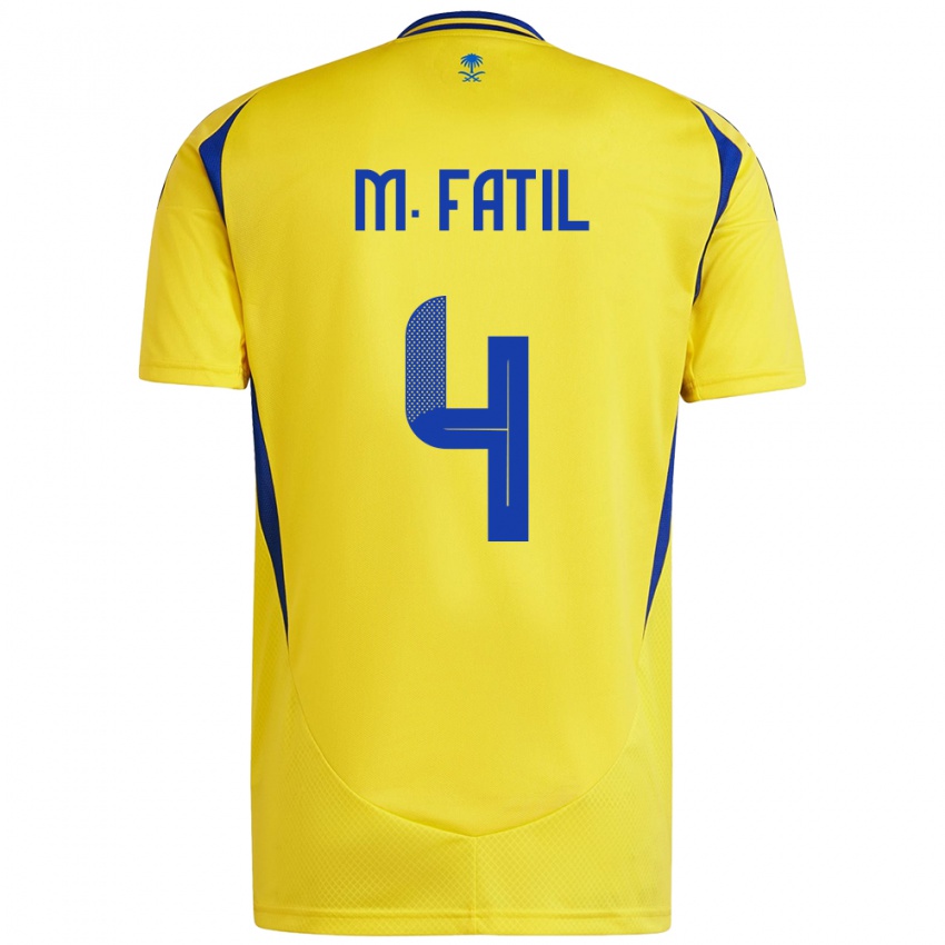 Kinderen Mohammed Al-Fatil #4 Geel Blauw Thuisshirt Thuistenue 2024/25 T-Shirt