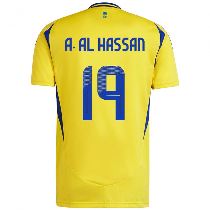 Kinderen Ali Al-Hassan #19 Geel Blauw Thuisshirt Thuistenue 2024/25 T-Shirt