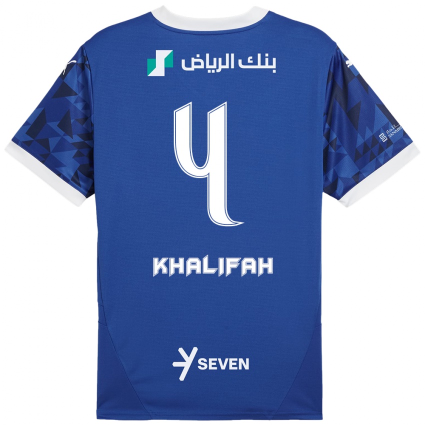 Kinderen Khalifah Al-Dawsari #4 Donkerblauw Wit Thuisshirt Thuistenue 2024/25 T-Shirt