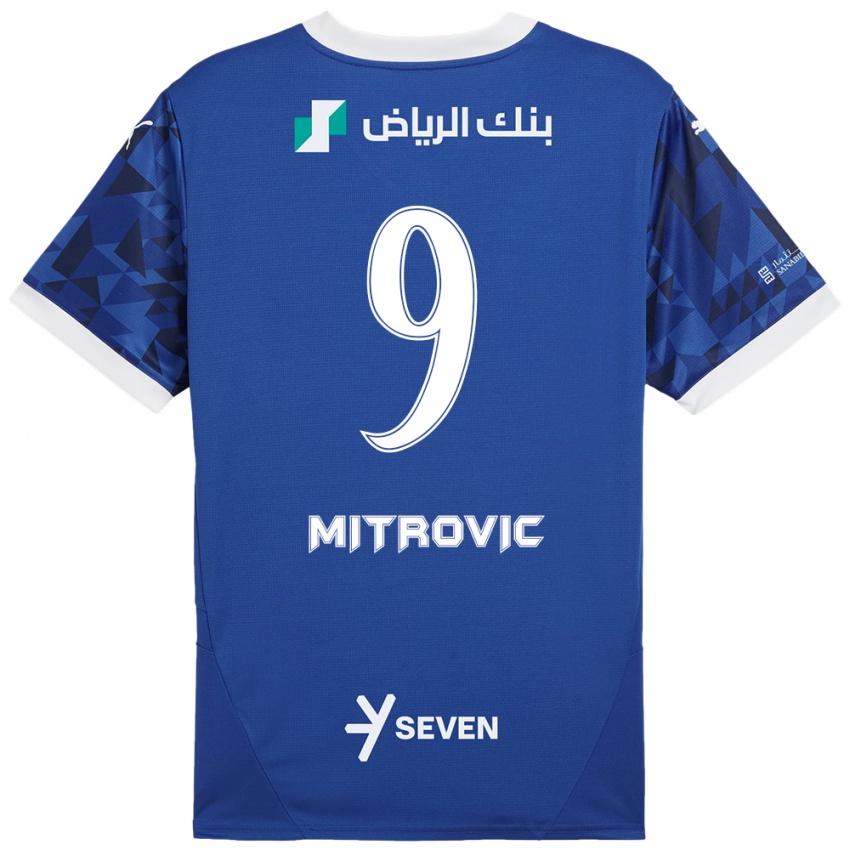 Kinderen Aleksandar Mitrovic #9 Donkerblauw Wit Thuisshirt Thuistenue 2024/25 T-Shirt