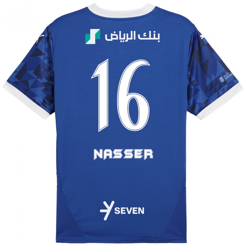 Kinderen Nasser Al-Dawsari #16 Donkerblauw Wit Thuisshirt Thuistenue 2024/25 T-Shirt