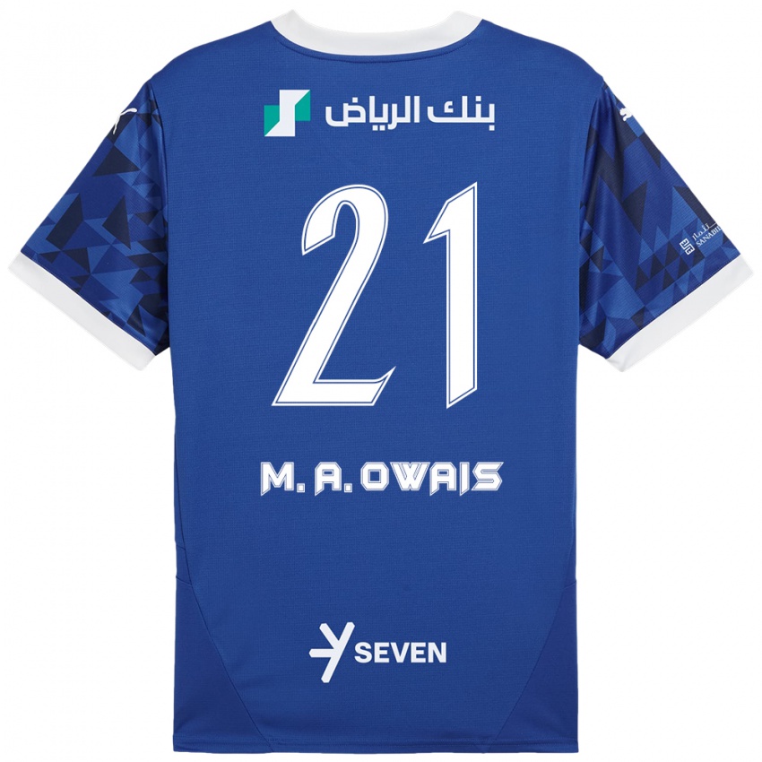 Kinderen Mohammed Al-Owais #21 Donkerblauw Wit Thuisshirt Thuistenue 2024/25 T-Shirt