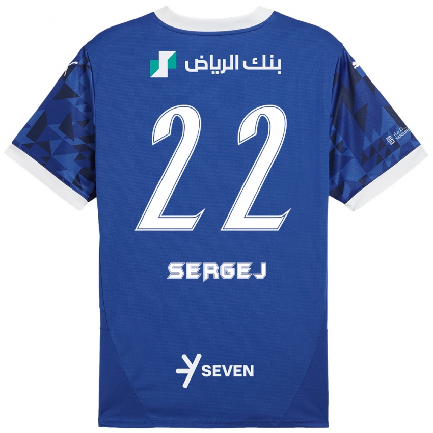 Kinderen Sergej Milinkovic-Savic #22 Donkerblauw Wit Thuisshirt Thuistenue 2024/25 T-Shirt