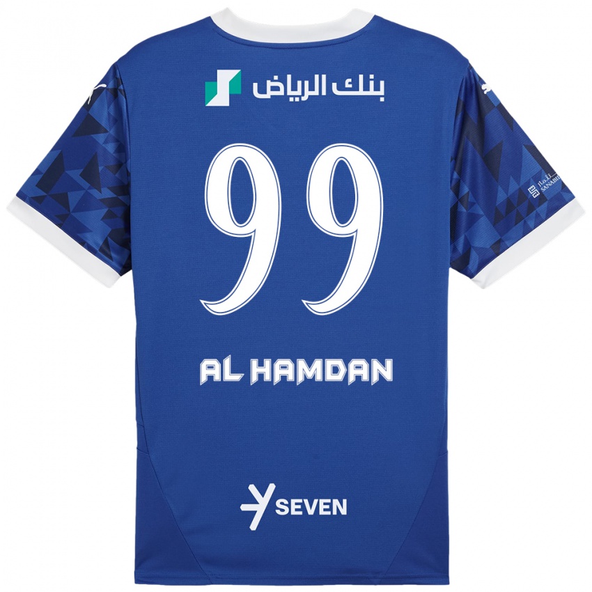 Kinderen Abdullah Al-Hamdan #99 Donkerblauw Wit Thuisshirt Thuistenue 2024/25 T-Shirt