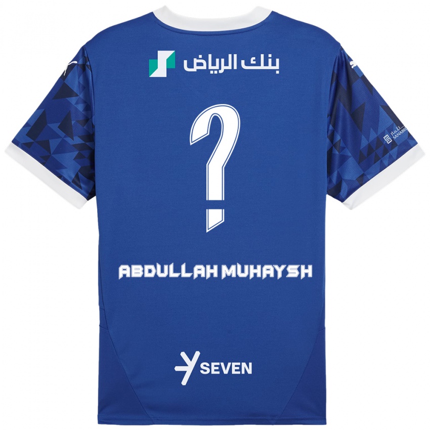 Kinderen Mohammed Abdullah Muhaysh #0 Donkerblauw Wit Thuisshirt Thuistenue 2024/25 T-Shirt