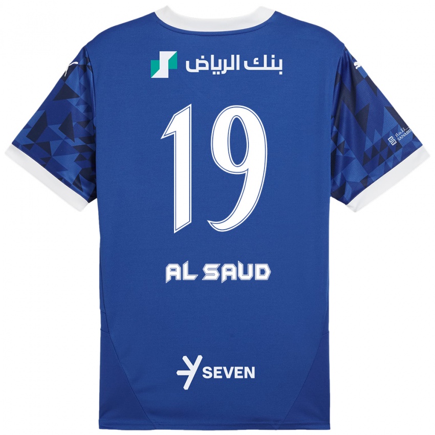 Kinderen Manal Al Saud #19 Donkerblauw Wit Thuisshirt Thuistenue 2024/25 T-Shirt