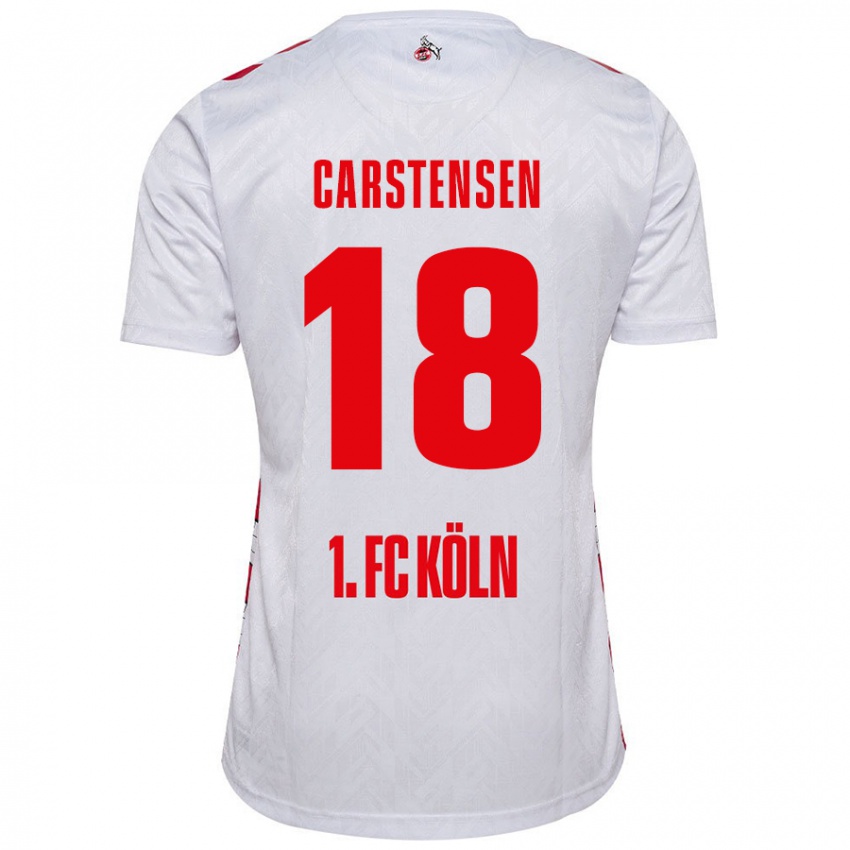 Kinderen Rasmus Carstensen #18 Wit Rood Thuisshirt Thuistenue 2024/25 T-Shirt