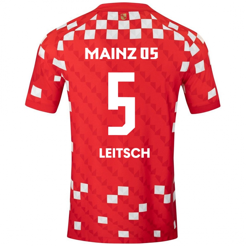 Kinderen Maxim Leitsch #5 Wit Rood Thuisshirt Thuistenue 2024/25 T-Shirt