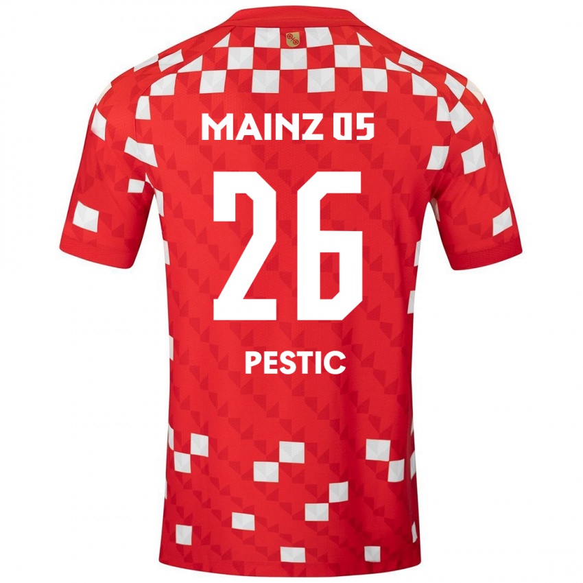 Kinderen Dominik Pestic #26 Wit Rood Thuisshirt Thuistenue 2024/25 T-Shirt