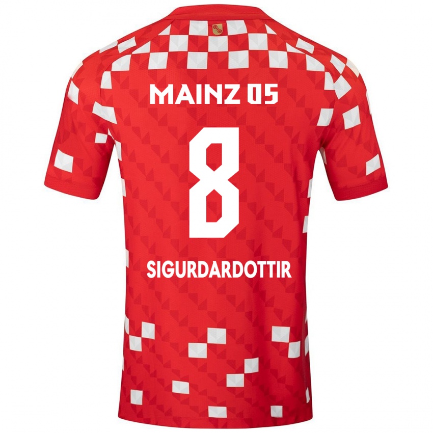 Kinderen Heiðrún Sigurðardóttir #8 Wit Rood Thuisshirt Thuistenue 2024/25 T-Shirt