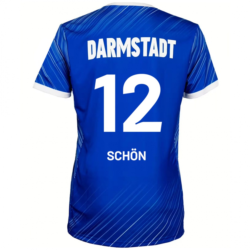 Kinderen Lars Schön #12 Blauw Wit Thuisshirt Thuistenue 2024/25 T-Shirt