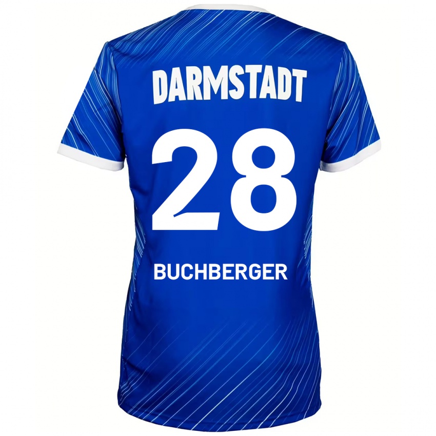 Kinderen Jonas Buchberger #28 Blauw Wit Thuisshirt Thuistenue 2024/25 T-Shirt