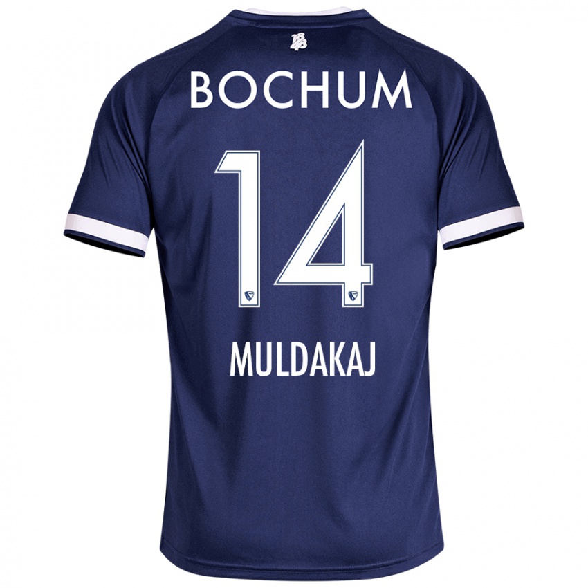 Kinderen Ardit Muldakaj #14 Donkerblauw Thuisshirt Thuistenue 2024/25 T-Shirt