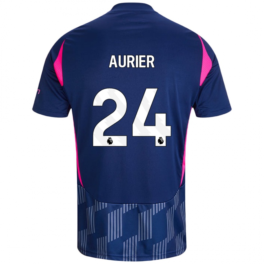 Kinderen Serge Aurier #24 Koningsblauw Roze Uitshirt Uittenue 2024/25 T-Shirt