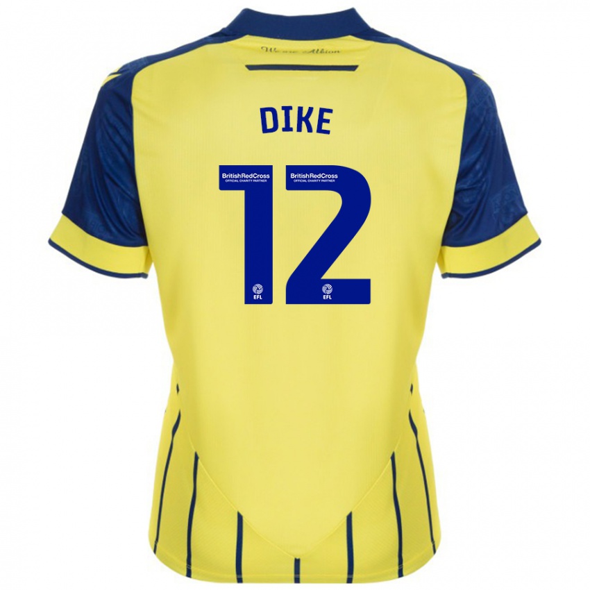 Kinderen Daryl Dike #12 Geel Blauw Uitshirt Uittenue 2024/25 T-Shirt