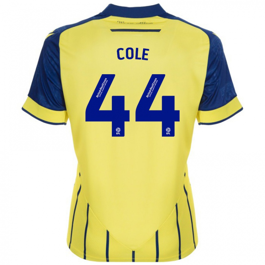 Kinderen Devante Cole #44 Geel Blauw Uitshirt Uittenue 2024/25 T-Shirt