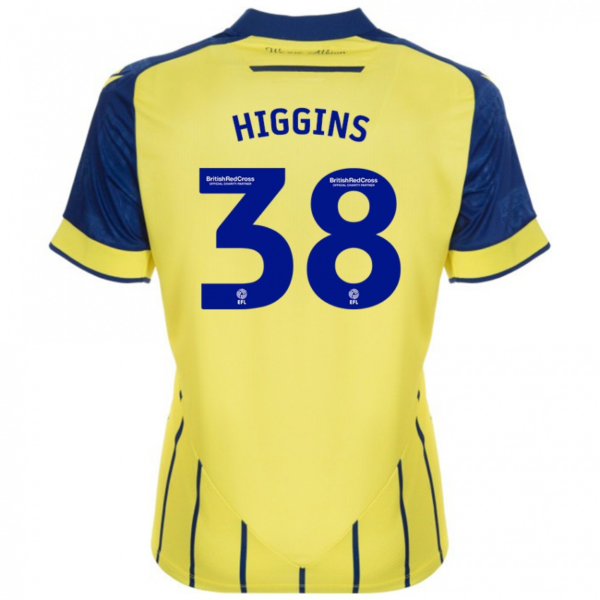 Kinderen Akeel Higgins #38 Geel Blauw Uitshirt Uittenue 2024/25 T-Shirt