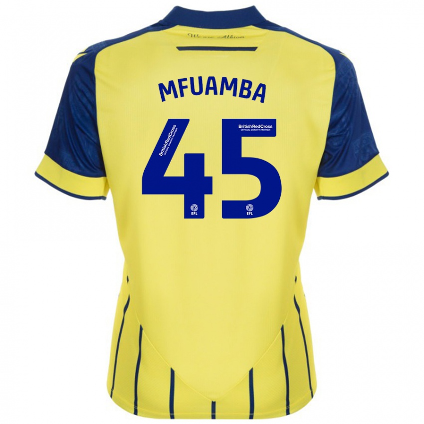 Kinderen Kevin Mfuamba #45 Geel Blauw Uitshirt Uittenue 2024/25 T-Shirt