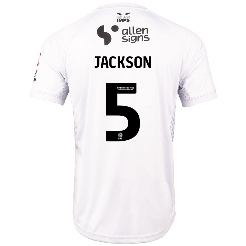 Kinderen Adam Jackson #5 Rood Wit Uitshirt Uittenue 2024/25 T-Shirt