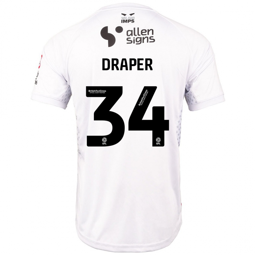 Kinderen Freddie Draper #34 Rood Wit Uitshirt Uittenue 2024/25 T-Shirt