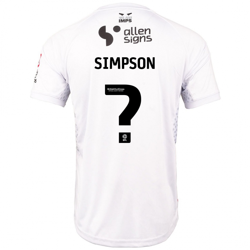 Kinderen John Simpson #0 Rood Wit Uitshirt Uittenue 2024/25 T-Shirt