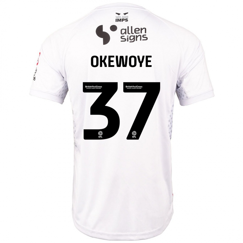 Kinderen Gbolahan Okewoye #37 Rood Wit Uitshirt Uittenue 2024/25 T-Shirt