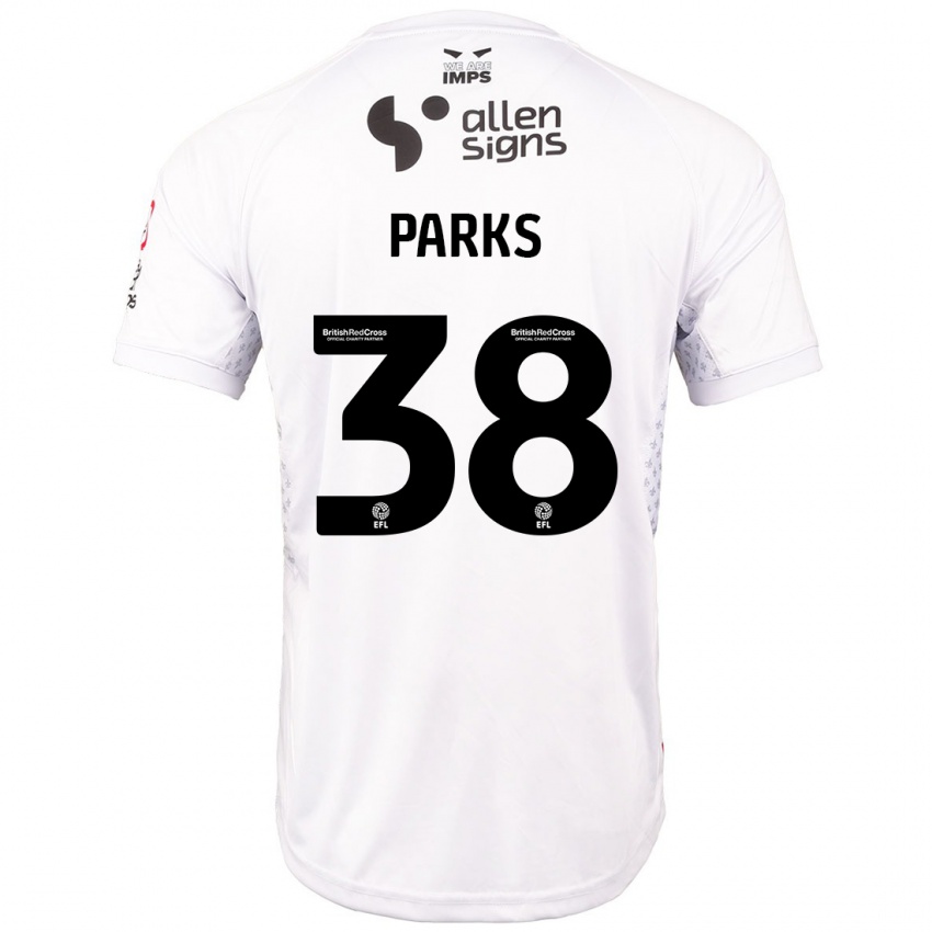 Kinderen Charlie Parks #38 Rood Wit Uitshirt Uittenue 2024/25 T-Shirt