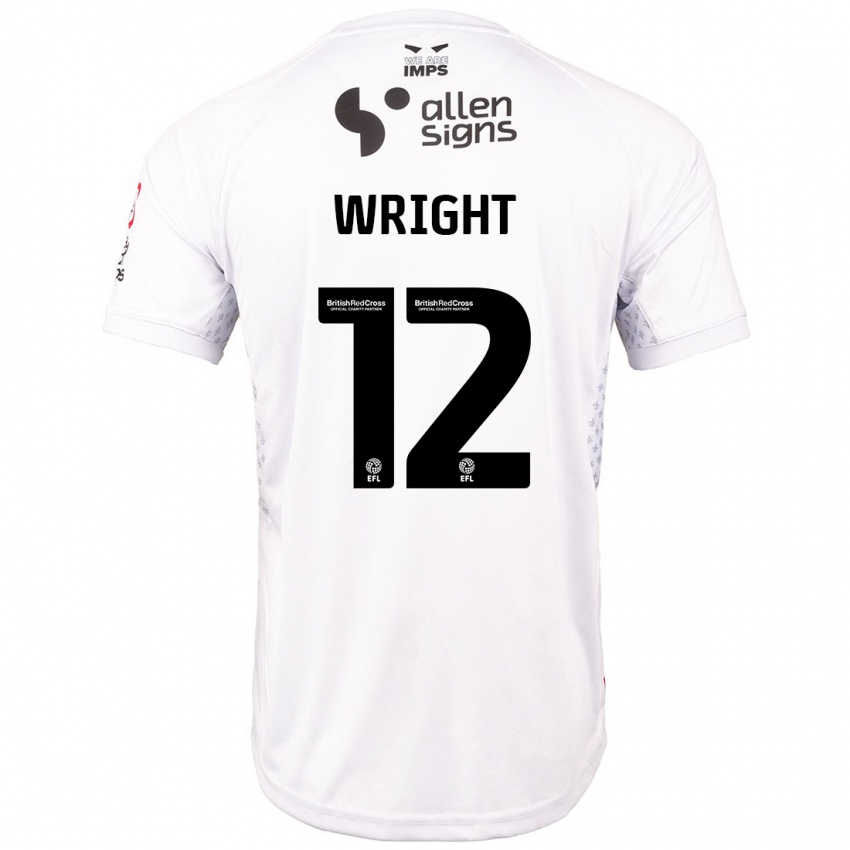 Kinderen Jordan Wright #12 Rood Wit Uitshirt Uittenue 2024/25 T-Shirt