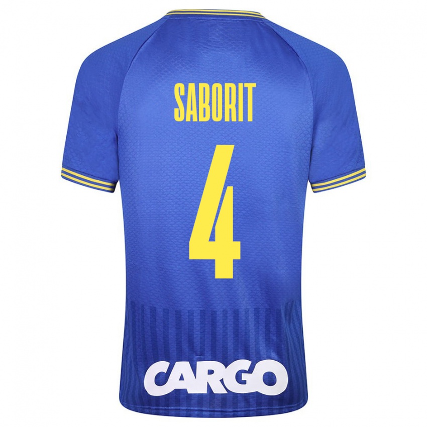 Kinderen Enric Saborit #4 Wit Uitshirt Uittenue 2024/25 T-Shirt